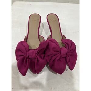 crown & ivy Magenta Bow Slide Sandals